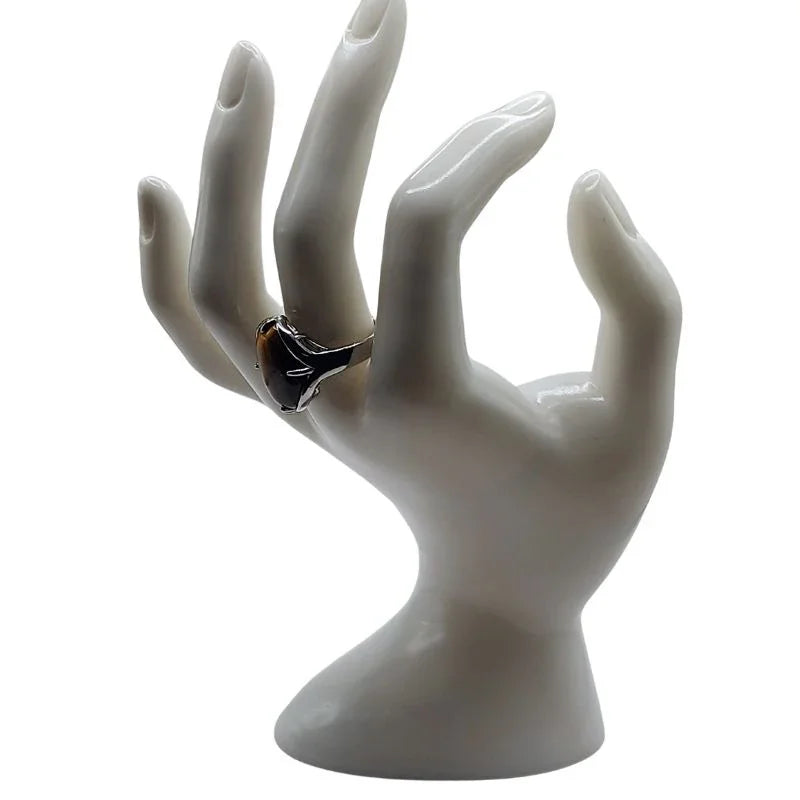 Bague Ovale Adjustable Œil de tigre - Qualité A