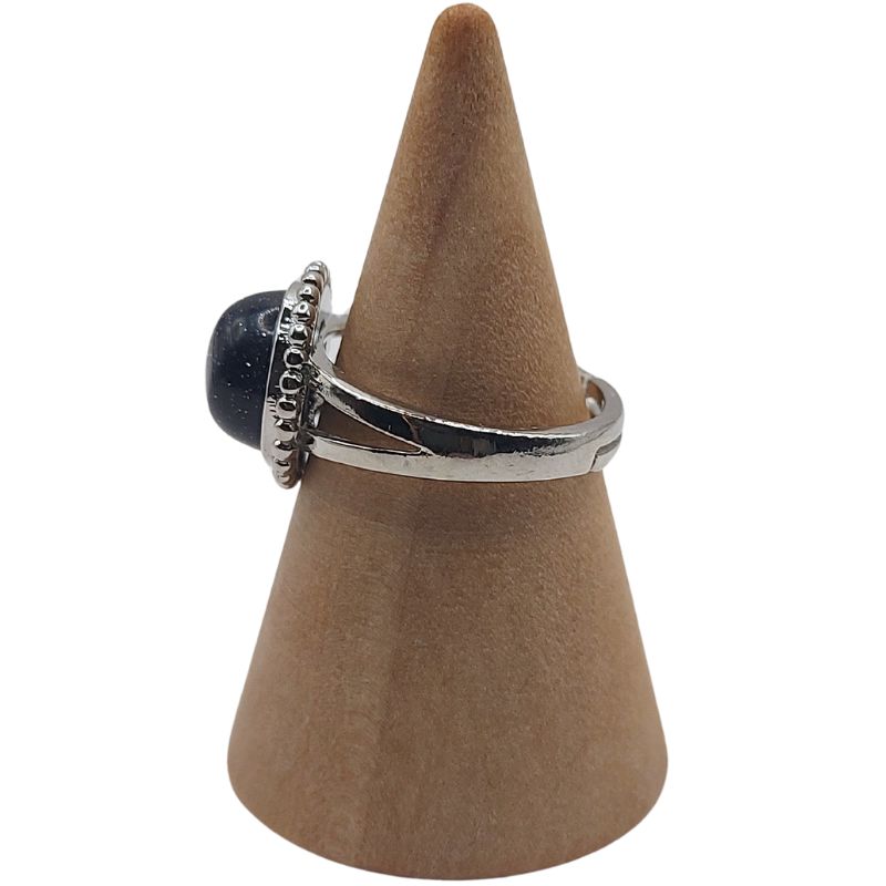 Bague Ronde Ajustable - Dorée Bleu