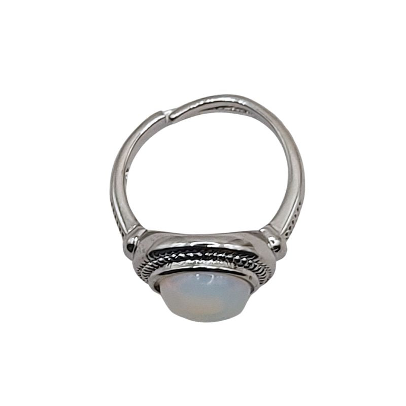 Bague Ronde Ajustable Mixte - Opale