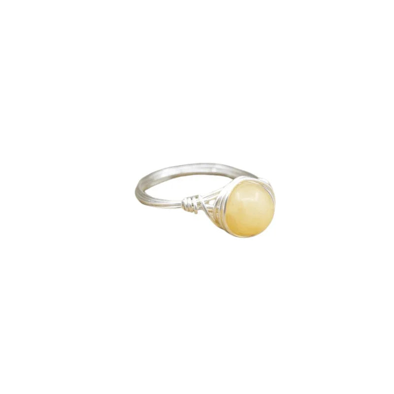Bague en Pierre Naturelle - Jade Jaune - Litho Natura