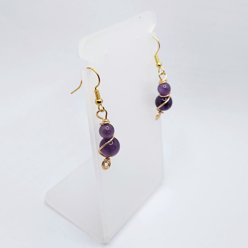 Boucles d'Oreilles en Améthyste Naturelle - Plaqué Or