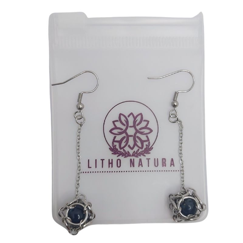 Boucles d'oreilles Pendantes Rondes en Lapis Lazuli