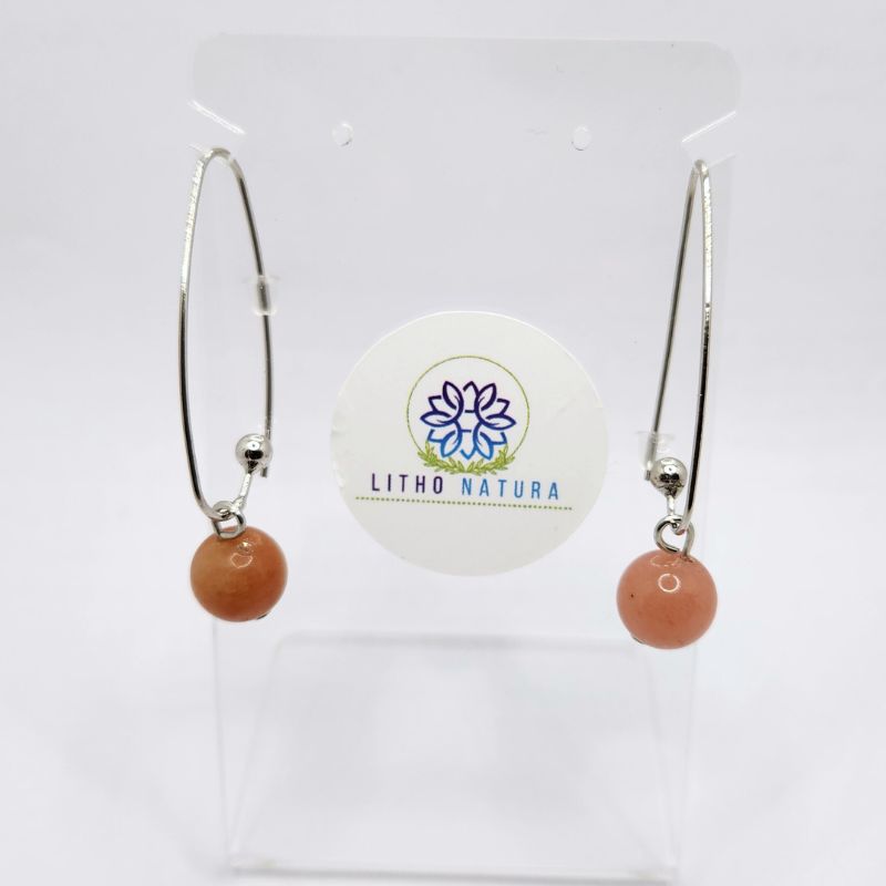 Boucles d'oreilles en Cornaline - Laiton Plaqué Platine