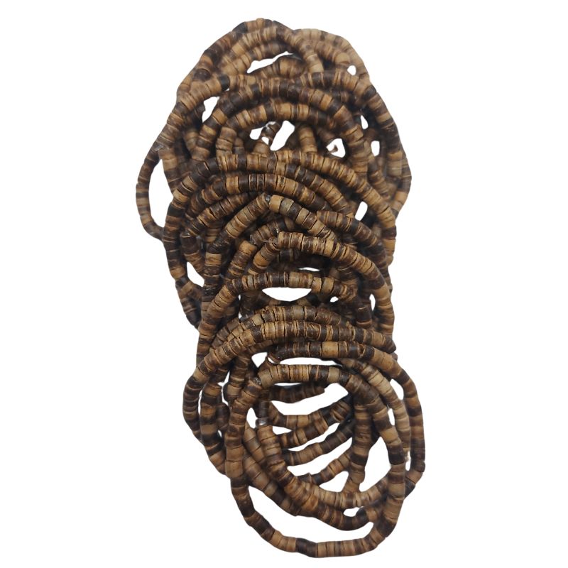 Bracelet Extensible en Bois de Noix de Coco Naturelle - Brun Clair - Litho Natura