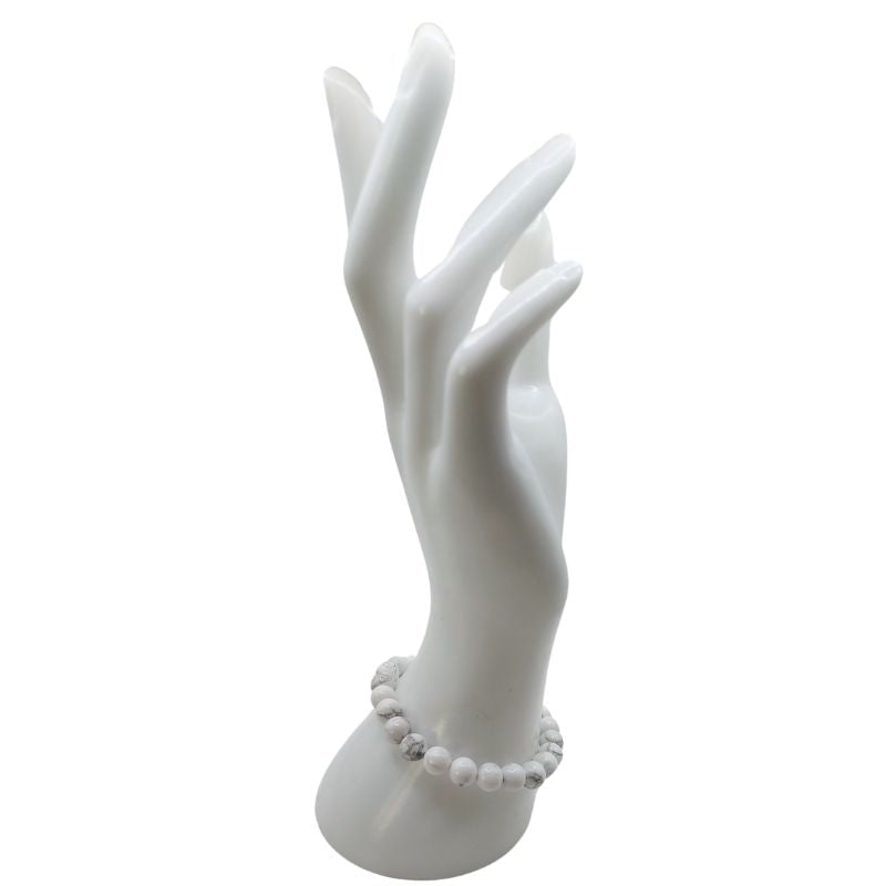 Bracelet Extensible en Pierres Naturelles - Howlite Blanche - Litho Natura