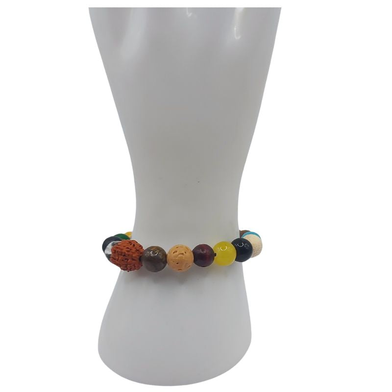 Bracelet Mala en Perles de Bois à 18 Graines - Litho Natura