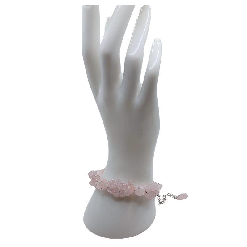 Bracelet en Pierres Irrégulières de Quartz Rose - Style Tibétain - Litho Natura