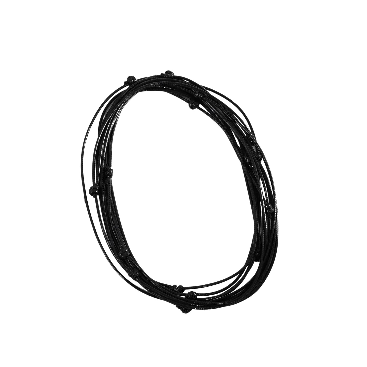 Cordon Collier Réglable en Cuir Noir - Litho Natura