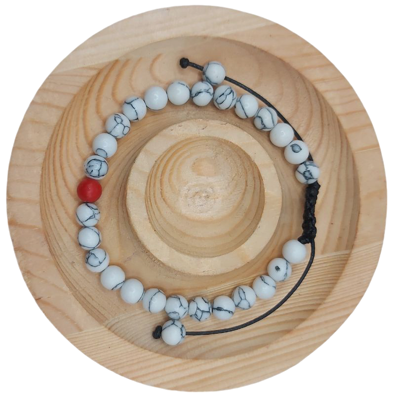 Ensemble Bracelet et Shamballa en Howlite Blanche - Litho Natura