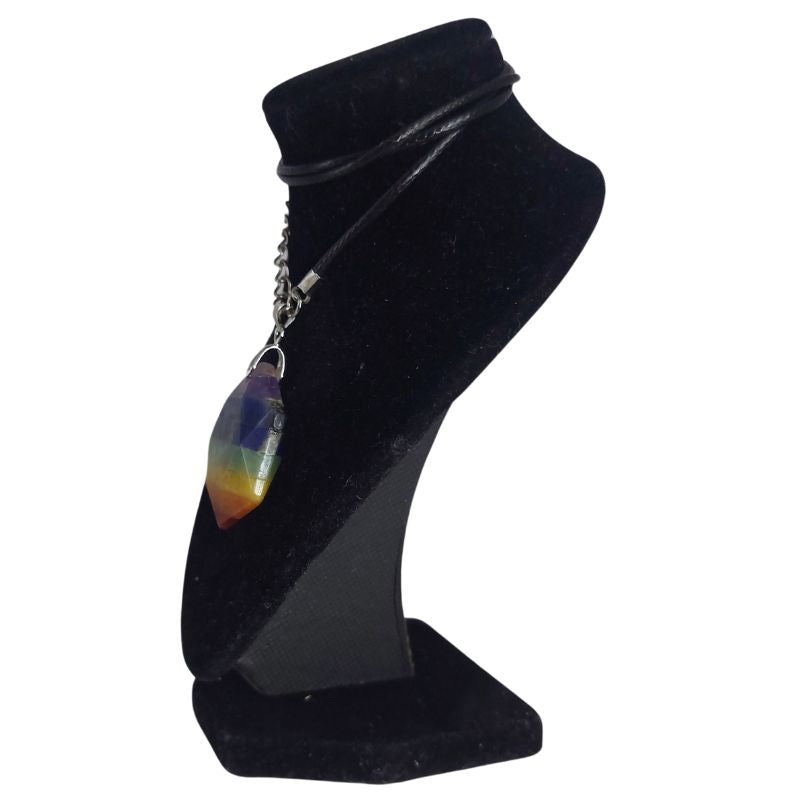 Pendentif en Pierre Précieuse Hexagonale 7 Chakras