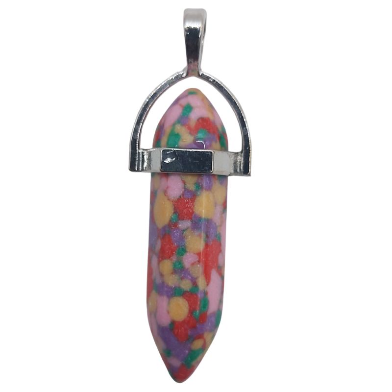 Pendentif en forme de pointe en Turquoise Arc-en-Ciel – Pierre Naturelle de Qualité A