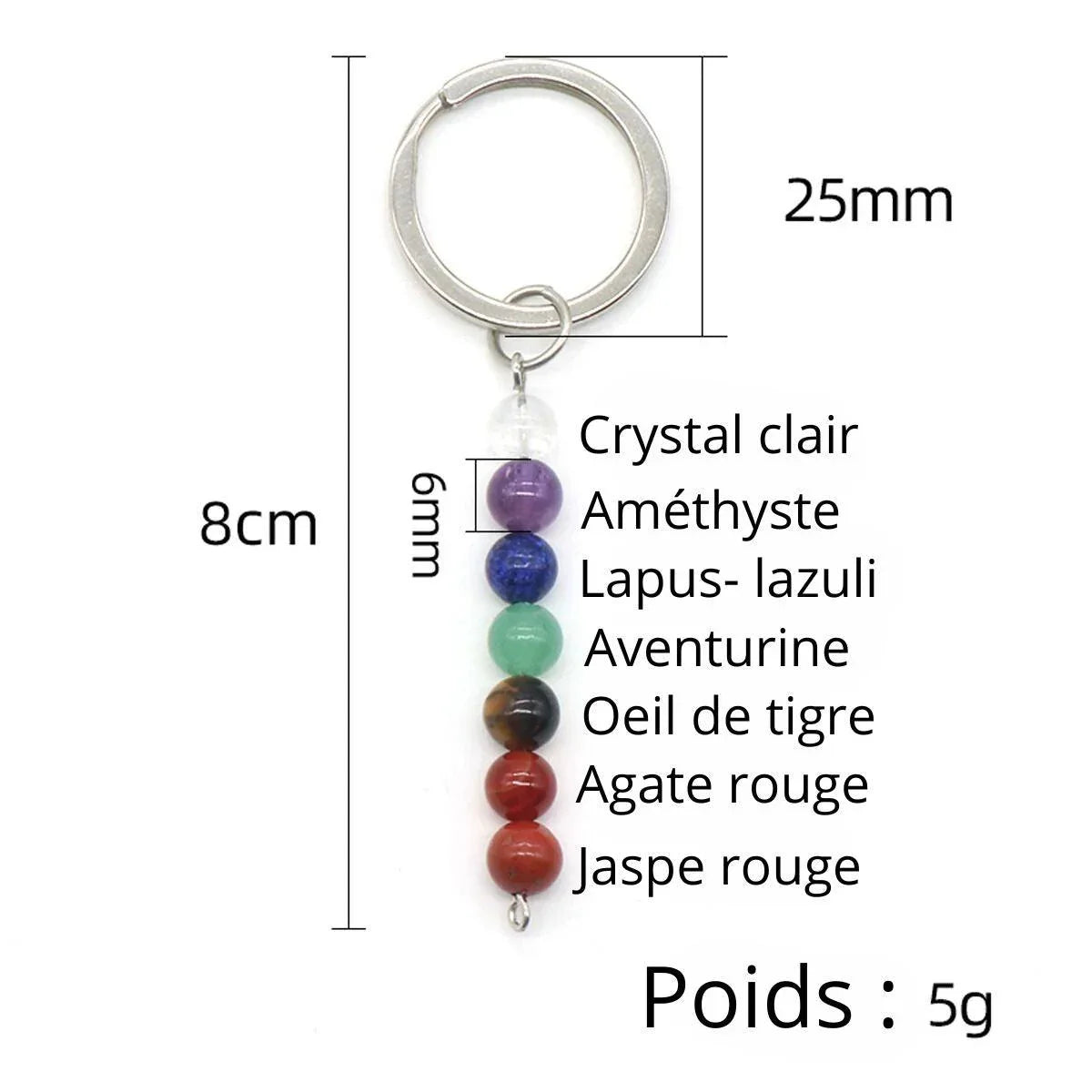 Portes-clés au 7 chakras - Pierres Naturelles - Litho Natura