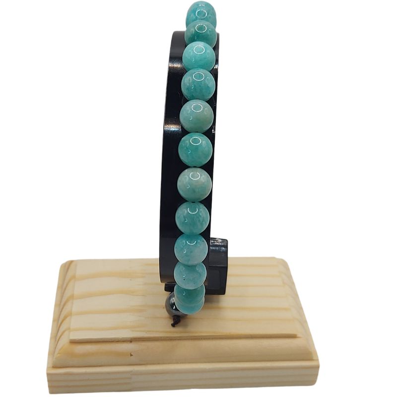 Shamballa Amazonite Russe - Bracelet Simple Rang Ajustable - Litho Natura