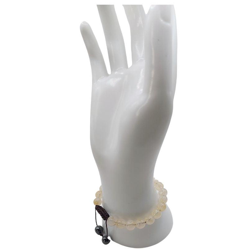 Shamballa Citrine - Bracelet Simple Rang Ajustable - Litho Natura