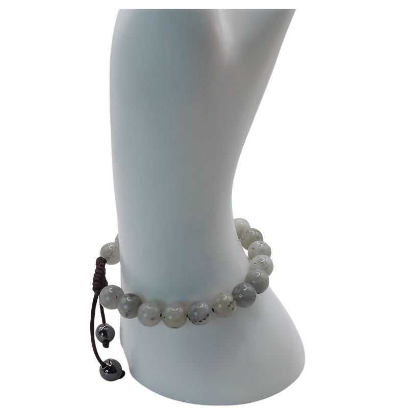 Shamballa Labradorite - Bracelet Simple Rang Ajustable - Litho Natura