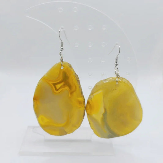 Boucles d'Oreilles en Agate jaune - Pierre Brute pour Femmes - Litho Natura