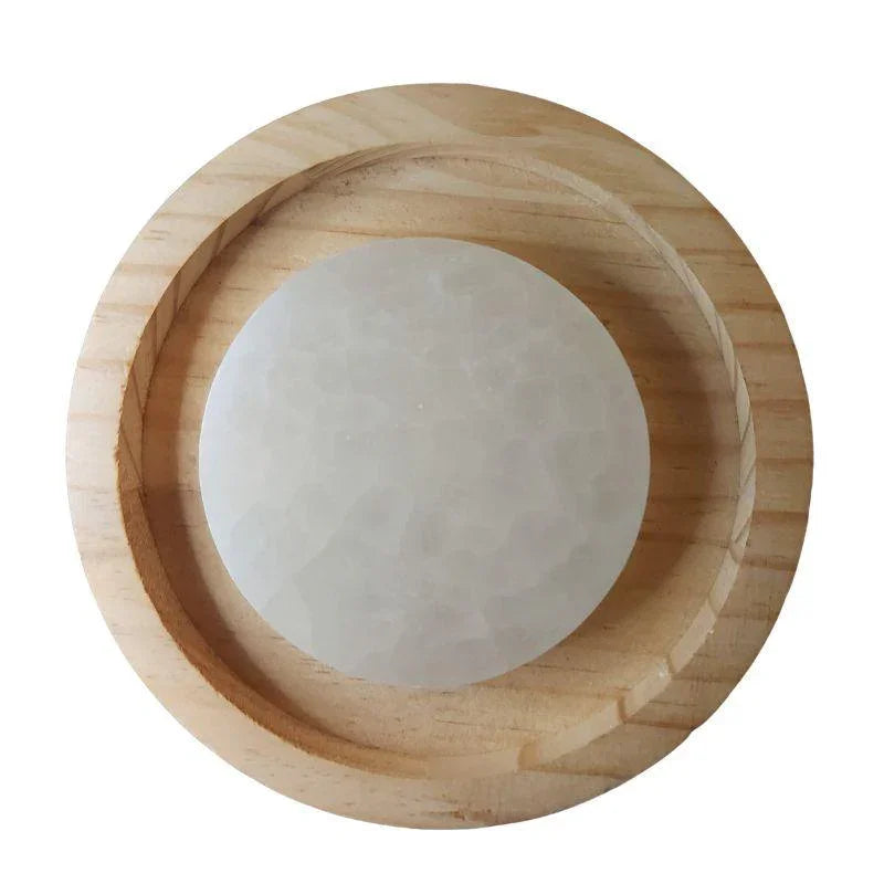 Disque de Sélénite avec Gravure Fleur de Vie - Purification et Bien-être - Litho Natura