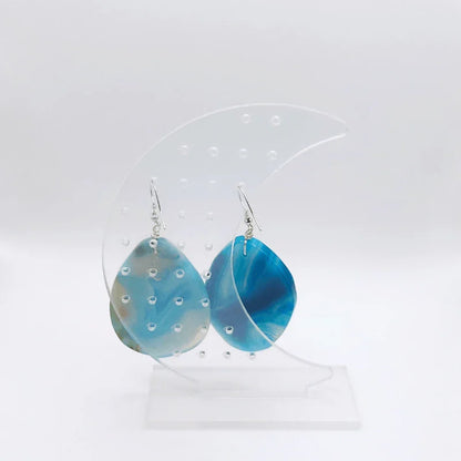 Boucles d'Oreilles en Agate Bleue - Pierre Brute pour Femmes - Litho Natura