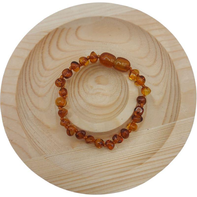 Bracelet Bébé Ambre Cognac - Qualité AA - Litho Natura