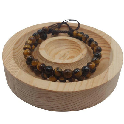 Shamballa Oeil de Tigre - Bracelet Double Rang Ajustable - Litho Natura