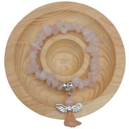 Bracelet Chips Baroque en Quartz Rose Naturel pour Enfants - Litho Natura