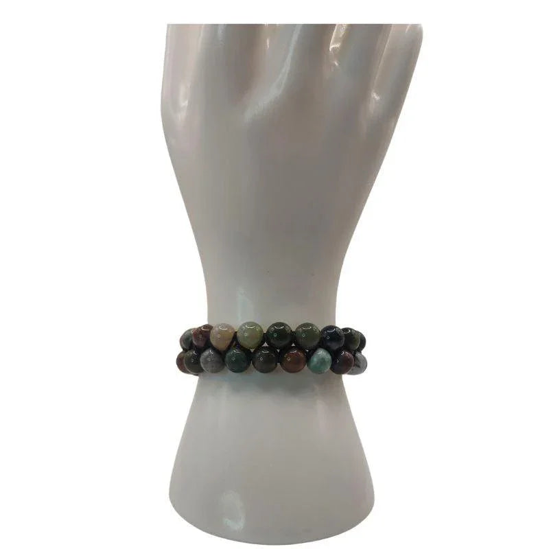 Shamballa Agate Indienne - Bracelet Double Rang Ajustable - Litho Natura