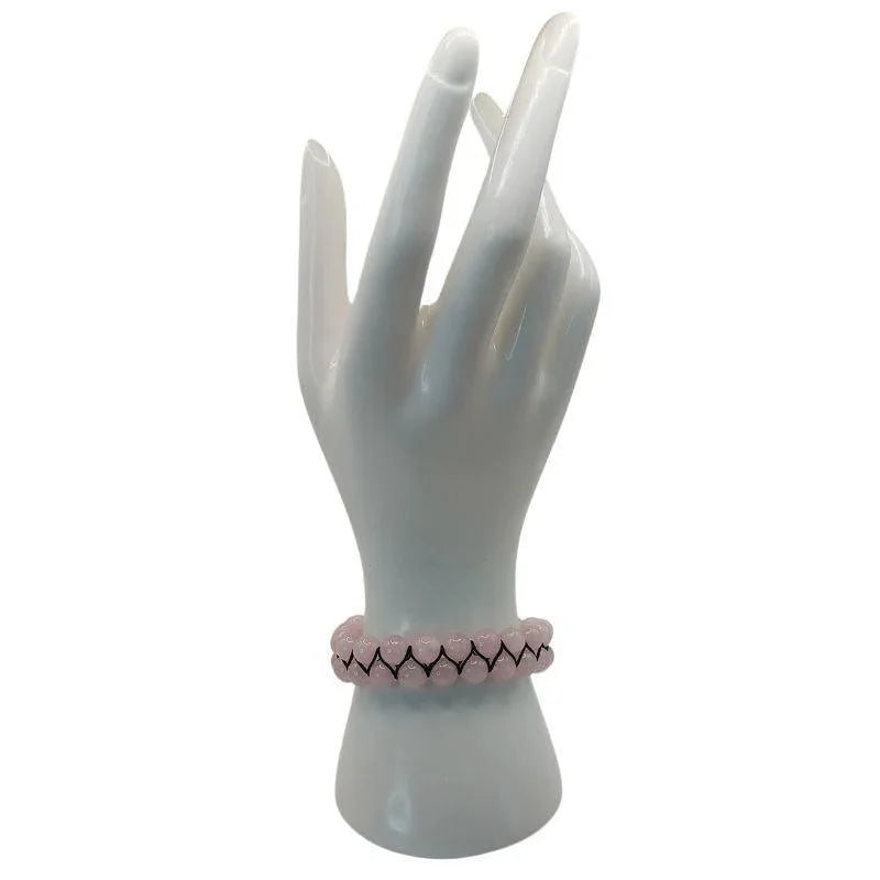 Shamballa Quartz Rose - Bracelet Double Rang Ajustable - Litho Natura