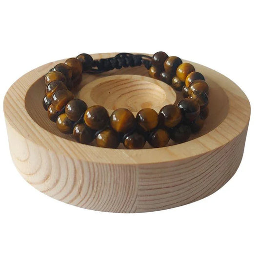 Shamballa Oeil de Tigre - Bracelet Double Rang Ajustable - Litho Natura