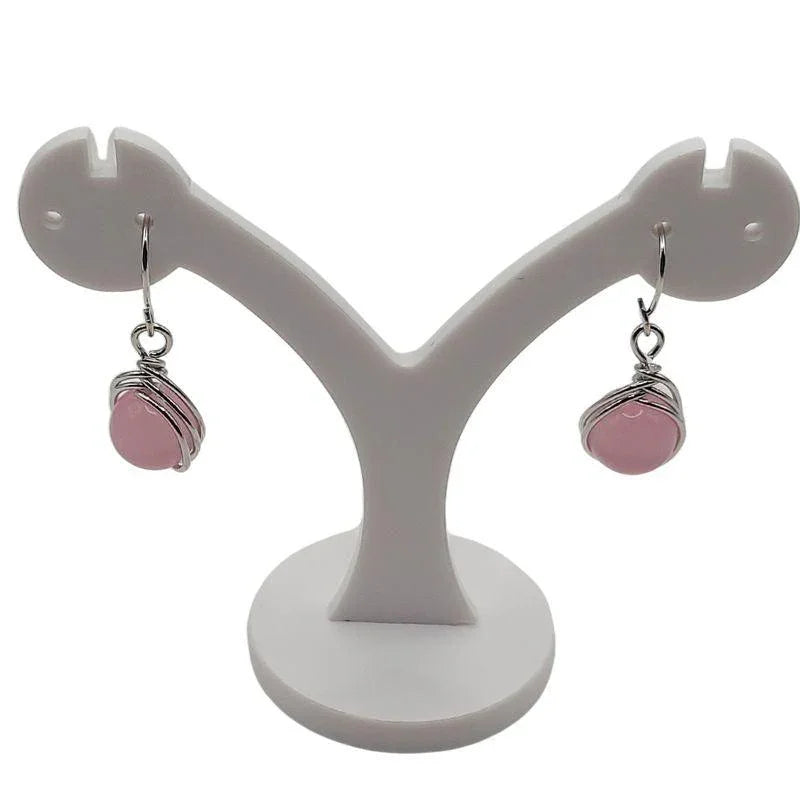 Boucles d’Oreilles en Goutte en Quartz Rose naturelle pour Femme - Litho Natura