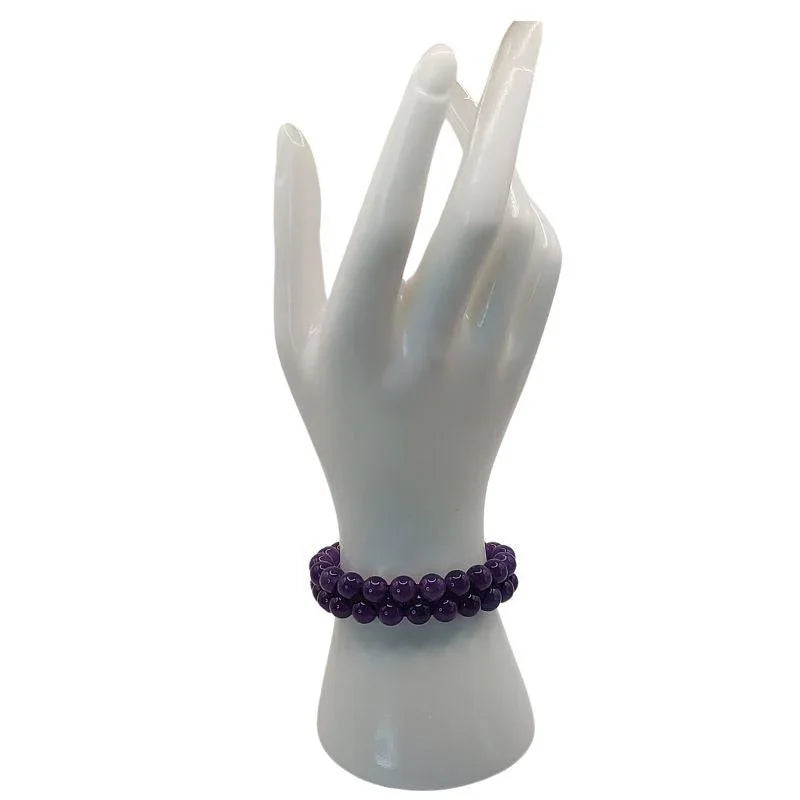 Shamballa Agate Violette - Bracelet Double Rang Ajustable - Litho Natura