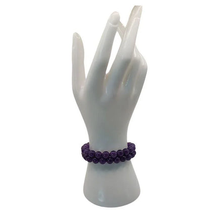 Shamballa Agate Violette - Bracelet Double Rang Ajustable - Litho Natura