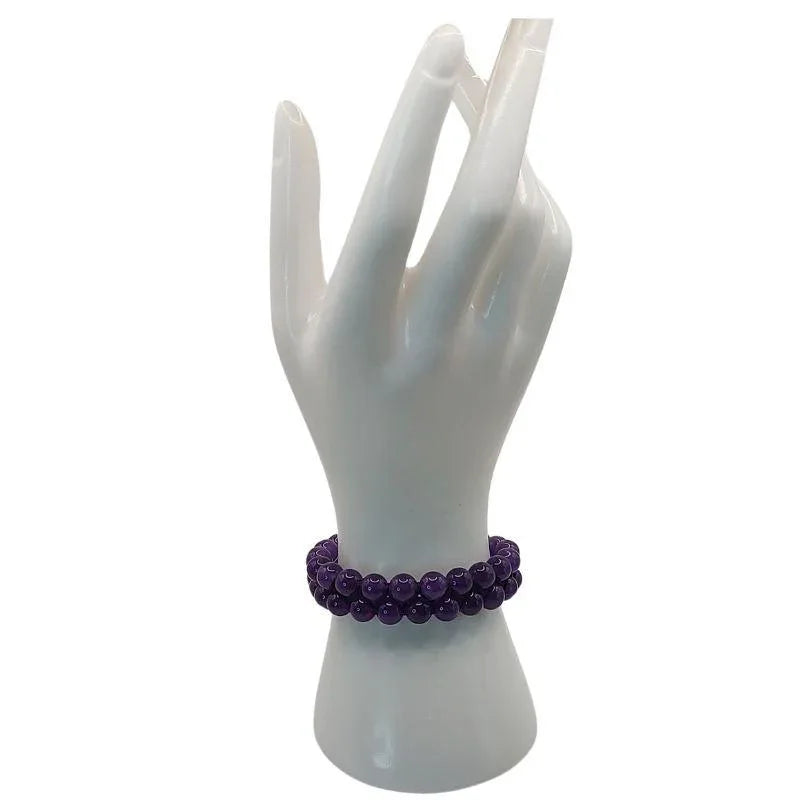 Shamballa Améthyste - Bracelet Double Rang Ajustable - Litho Natura