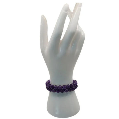 Shamballa Améthyste - Bracelet Double Rang Ajustable - Litho Natura