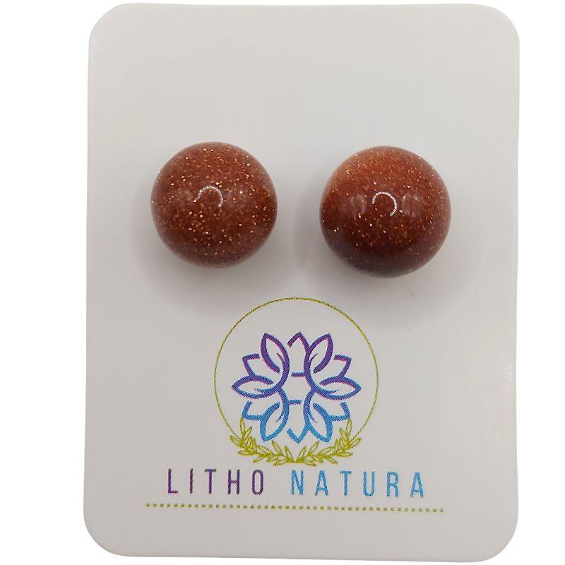 Boucles d'oreilles Rondes en Perle de pierre naturelle - Sable d'Or - Litho Natura