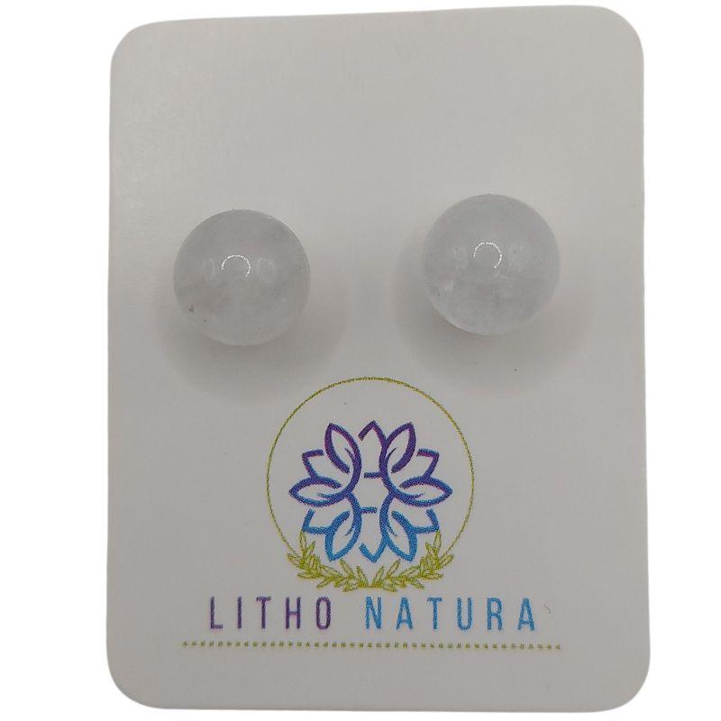 Boucles d'oreilles Rondes en Perle de pierre naturelle - Cristal de Roche - Litho Natura