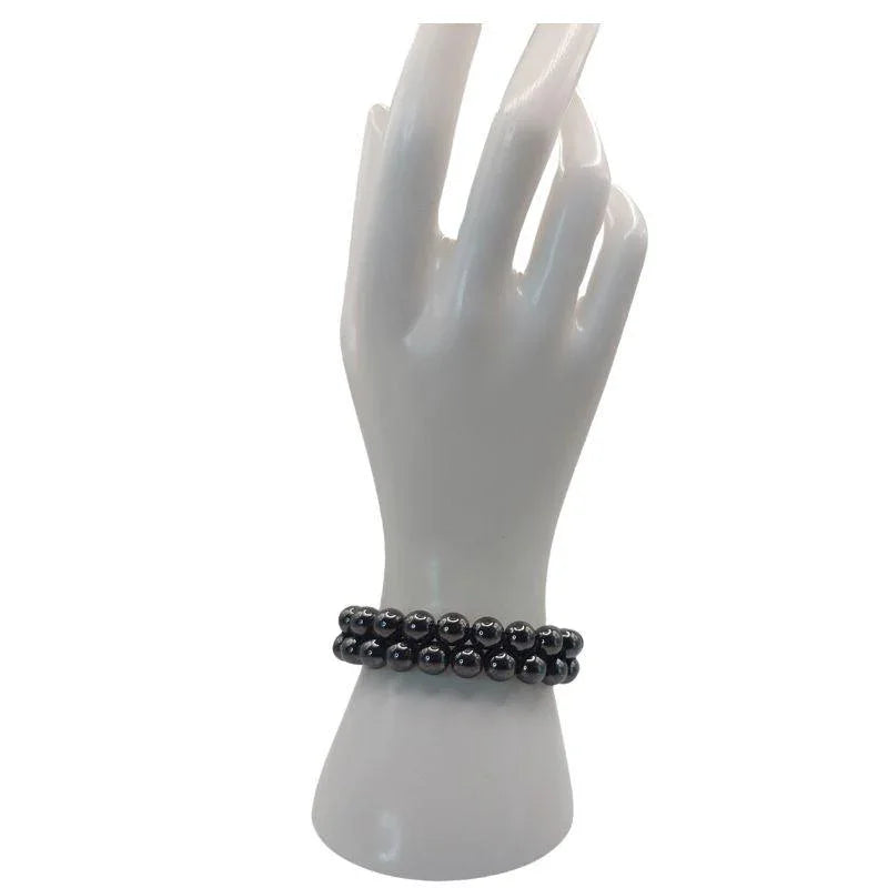 Shamballa Hématite - Bracelet Double Rang Ajustable - Litho Natura