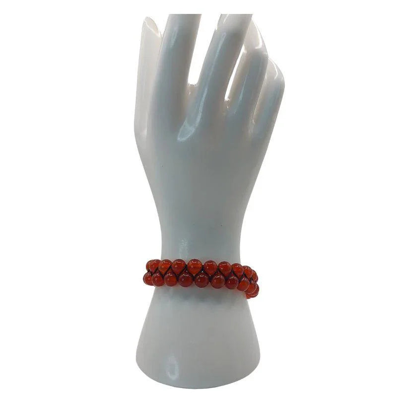 Shamballa Cornaline - Bracelet Double Rang Ajustable - Litho Natura