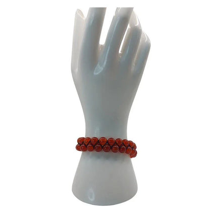 Shamballa Cornaline - Bracelet Double Rang Ajustable - Litho Natura