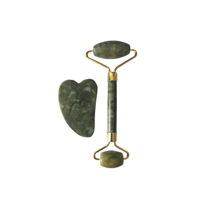Jade Roller Gua Sha - Kit de Massage Visage en Pierre Naturelle - Litho Natura