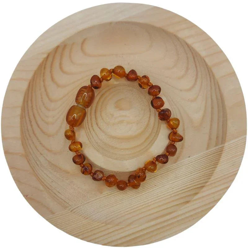 Bracelet Bébé Ambre Cognac - Qualité AA - Litho Natura