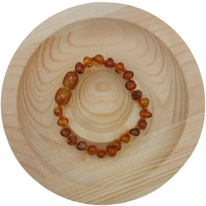 Bracelet Bébé Ambre Cognac - Qualité AA - Litho Natura