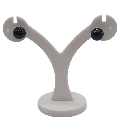 Boucles d'Oreilles Ronde en Perle de Pierre Naturelle - Obsidienne Noire - Litho Natura