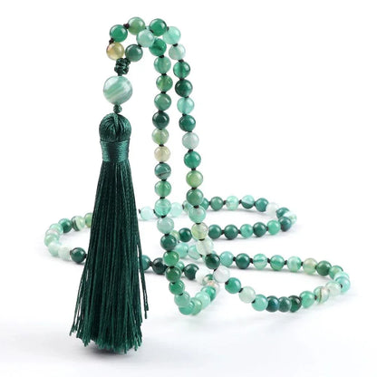 Collier Mala en Agate Verte - Équilibre et Énergie - Litho Natura