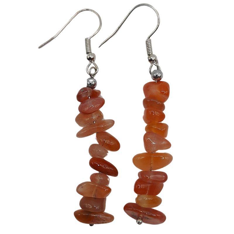 Boucles d'oreilles en pierre naturelle - Agate Rouge - Litho Natura