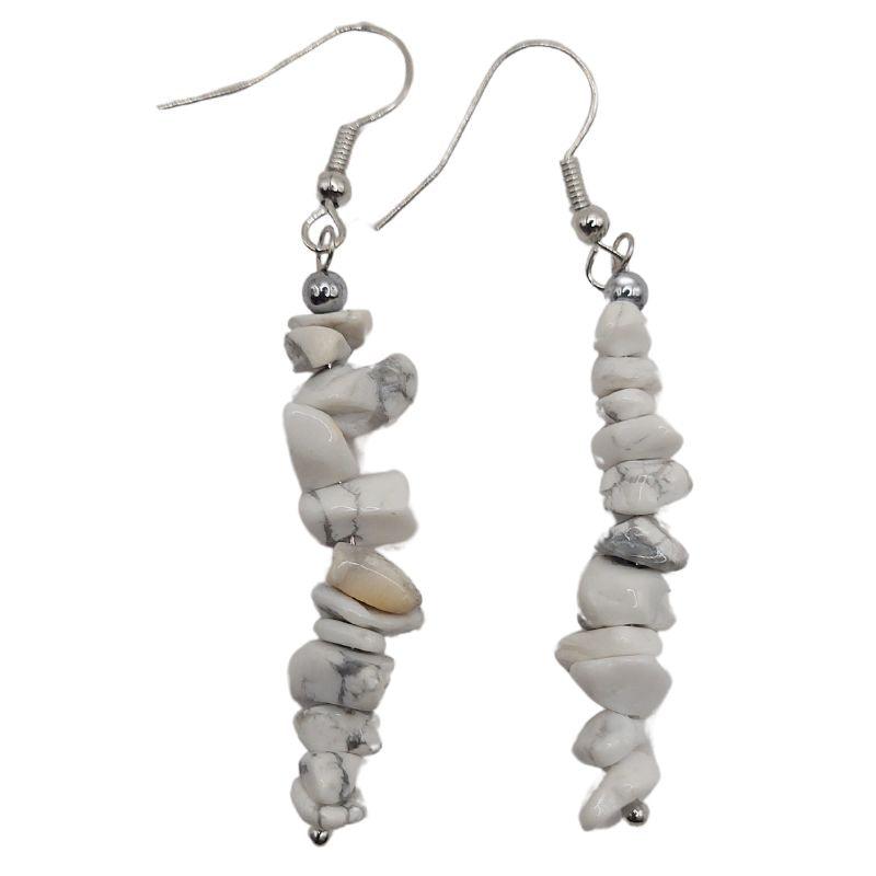 Boucles d'oreilles en pierre naturelle - Howlite - Litho Natura