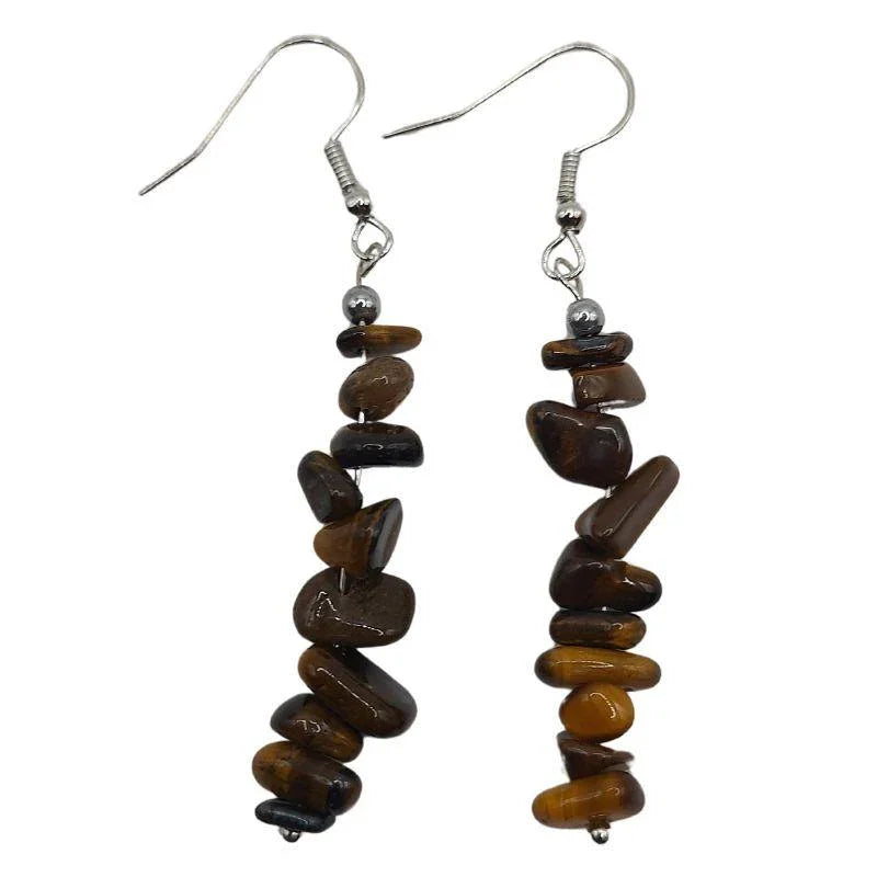 Boucles d'oreilles en pierre naturelle - Oeil de Tigre - Litho Natura