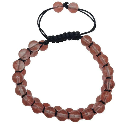 Shamballa Quartz Cérise - Bracelet Double Rang Ajustable - Litho Natura