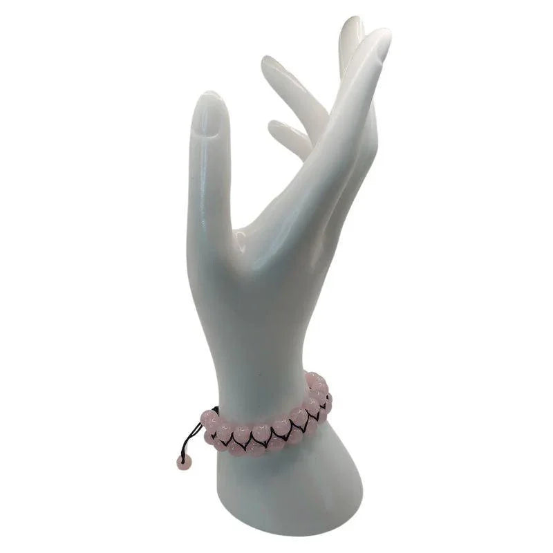 Shamballa Quartz Rose - Bracelet Double Rang Ajustable - Litho Natura