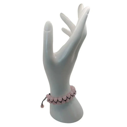 Shamballa Quartz Rose - Bracelet Double Rang Ajustable - Litho Natura