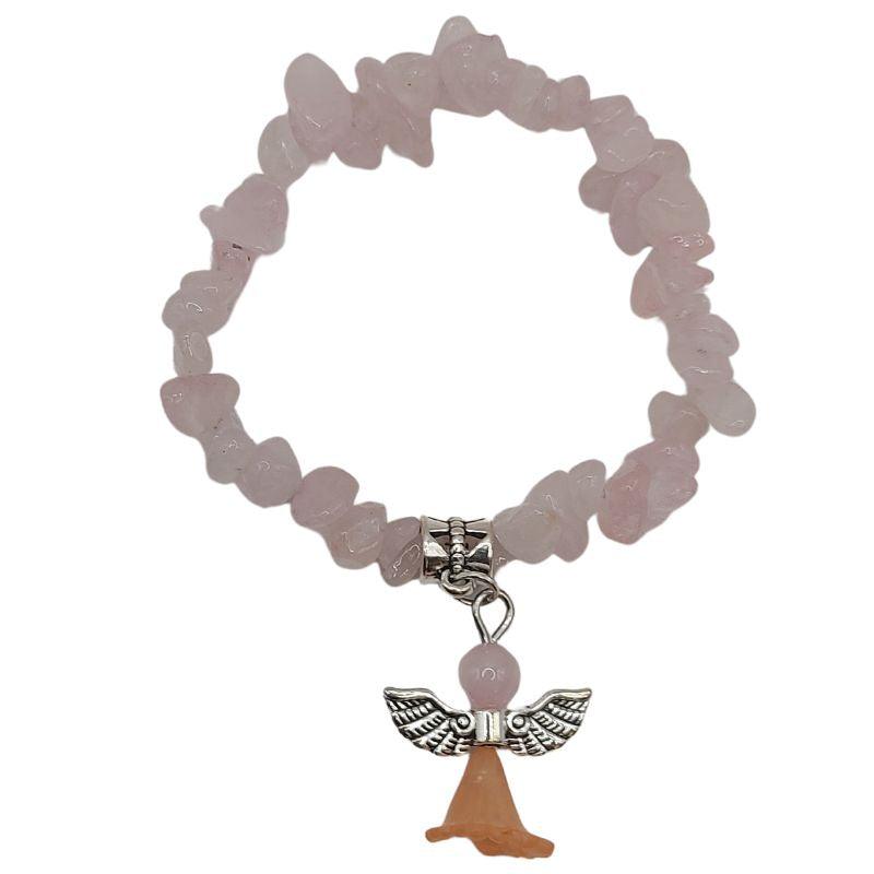 Bracelet Chips Baroque en Quartz Rose Naturel pour Enfants - Litho Natura